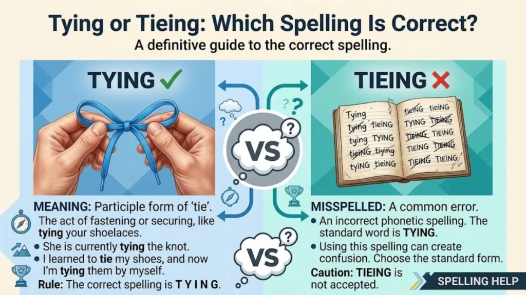 tying or tieing
